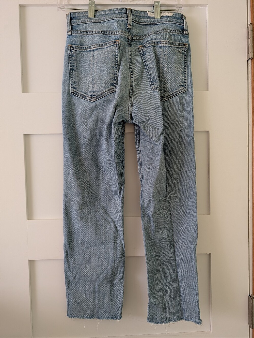 Rag & Bone Light Wash Straight Crop Raw Hem Jeans Women's Size 25 Designer Denim